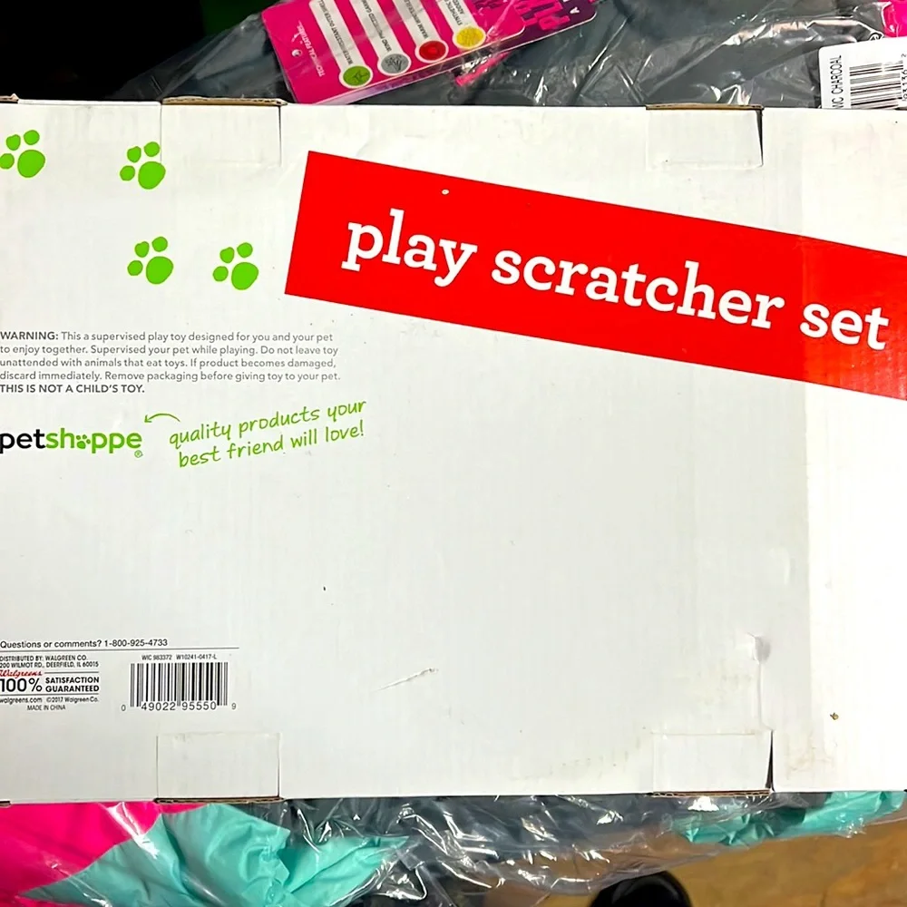 Cat Play Scratcher Set Post Pole String Feather Ball Maze